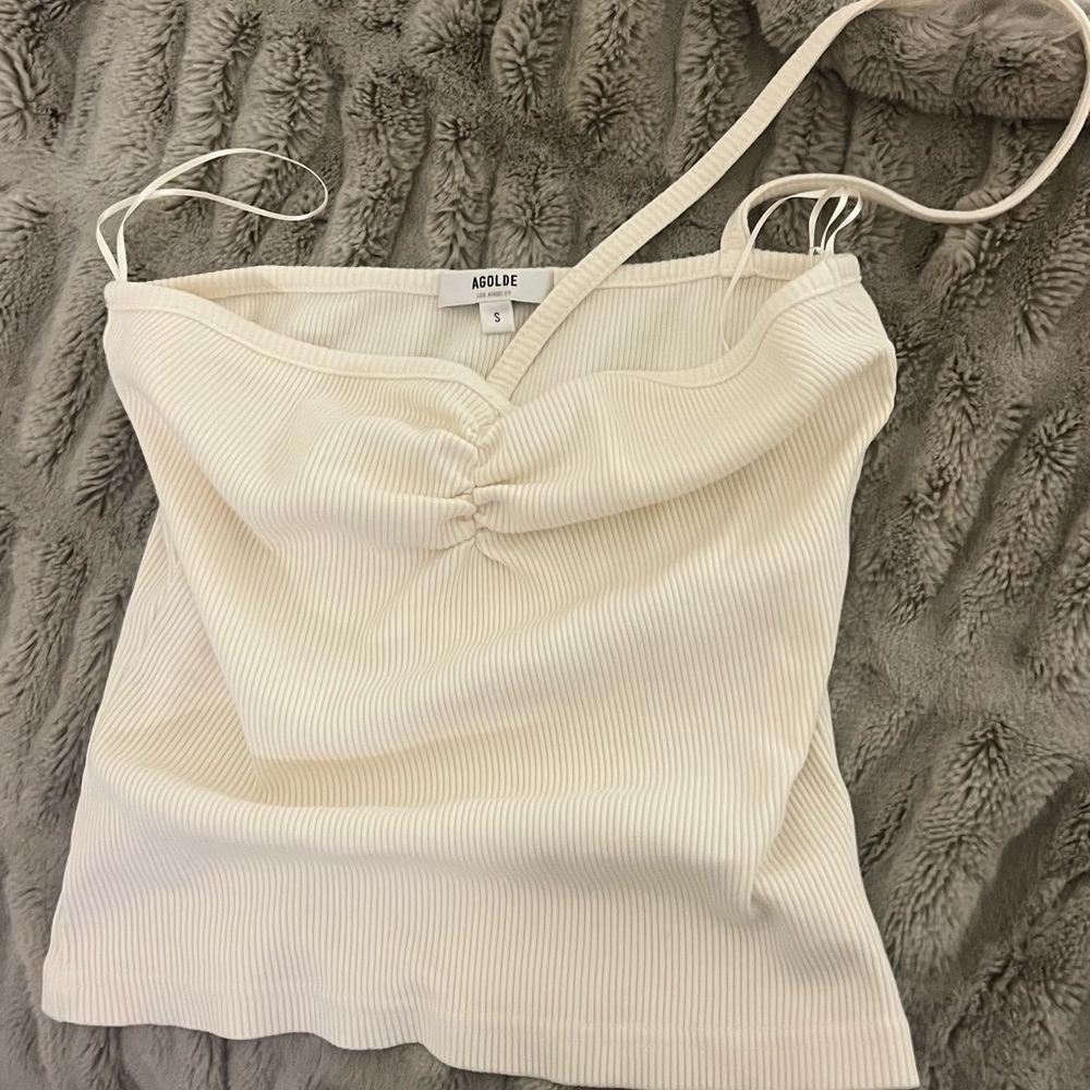 Agolde Ribbed Cream Camisole Top